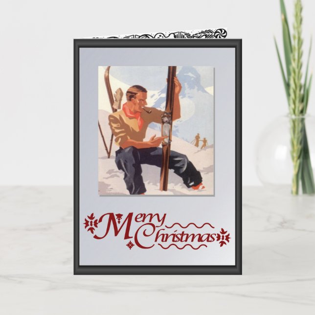 Auf dem Piste Feiertagskarte (Vorderseite)