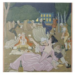 Auf dem Rasen Illustration für "Partys Galantes" Fliese