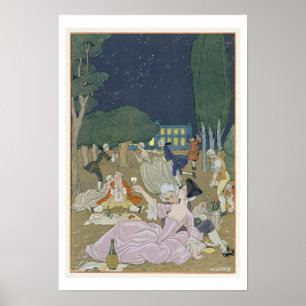 Auf dem Rasen Illustration für "Partys Galantes" Poster