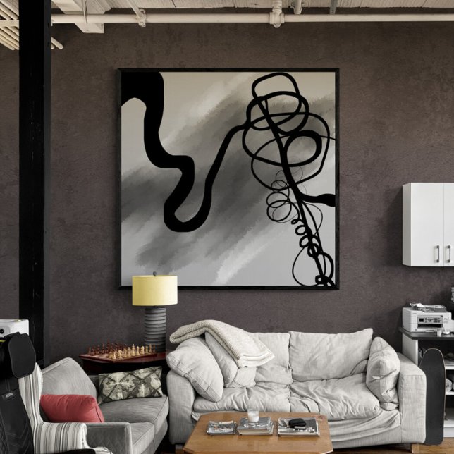 Auf dem Raster: Abstrakt grau, schwarz und weiß Leinwanddruck (Von Creator hochgeladen)