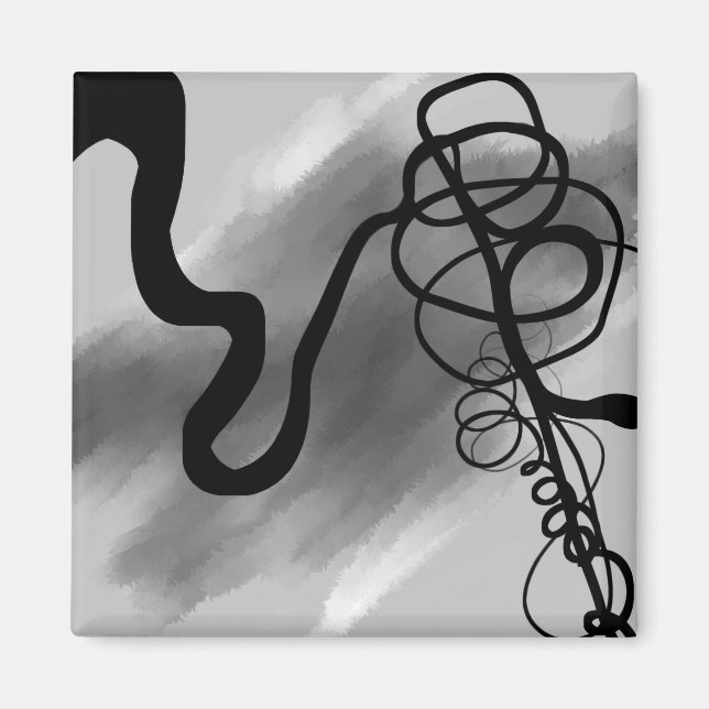 Auf dem Raster: Abstrakt grau, schwarz und weiß Magnet (Vorne)