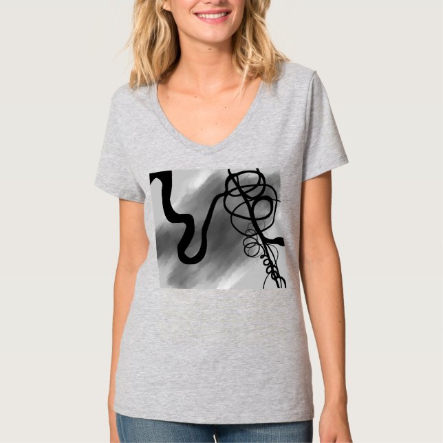 Auf dem Raster: Abstrakt grau, schwarz und weiß T-Shirt (Vorderseite)