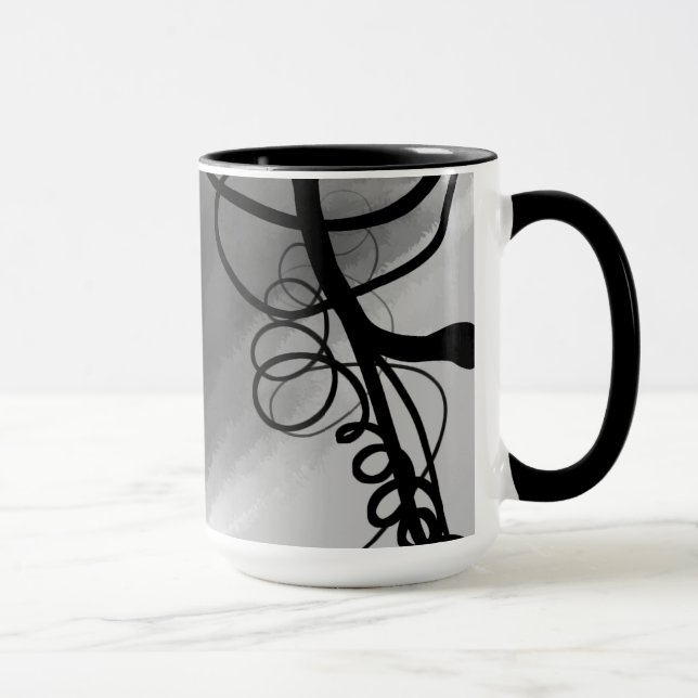 Auf dem Raster: Abstrakt grau, schwarz und weiß Tasse (Rechts)