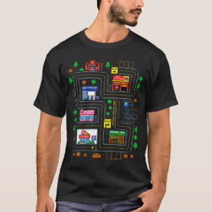 Auf dem Rücken von Papa Stadtplan Rennstrecke müde T-Shirt