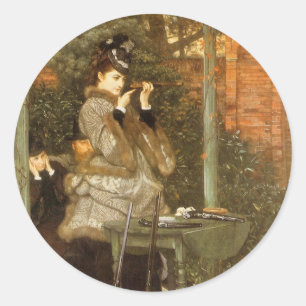 Auf dem Schießstand von James Tissot, Vintage Art Runder Aufkleber