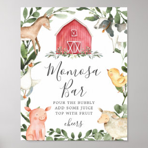 Auf dem Schild "Farm Baby Shower Mimosa Bar"