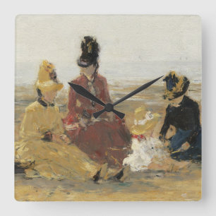 Auf dem Strand Trouville 1887 Quadratische Wanduhr
