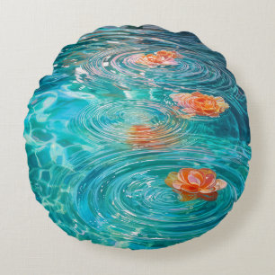 Auf dem Wasser schwimmende Blumen  Rundes Kissen