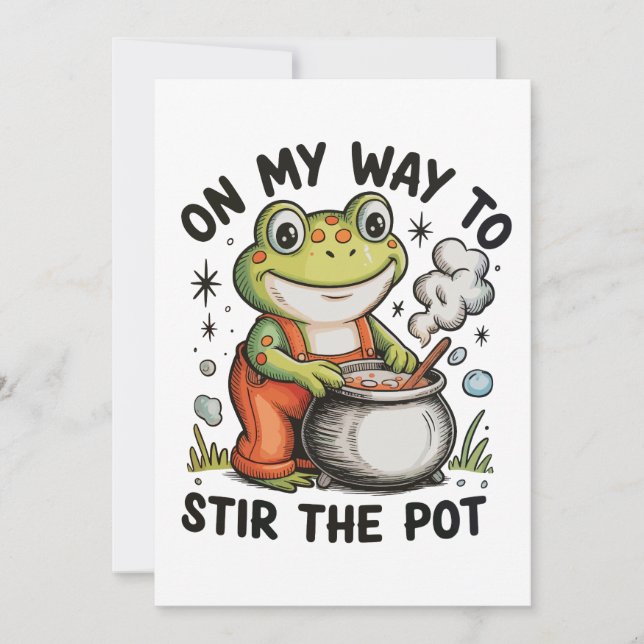 Auf dem Weg, den Topf umzurühren Lustiger Frosch S Einladung (Vorderseite)
