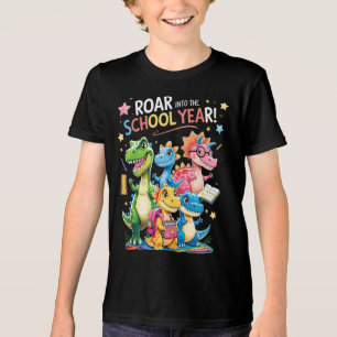 Auf dem Weg ins Schuljahr - Niedlicher Dinosaurier Tri-Blend Shirt