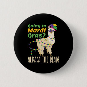 Auf dem Weg nach Mardi Gras Alpaca die Perlen Button
