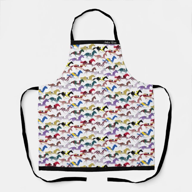 Auf dem Weg zu den Pferderennen Jockey Silk Muster Schürze (Vorderseite)
