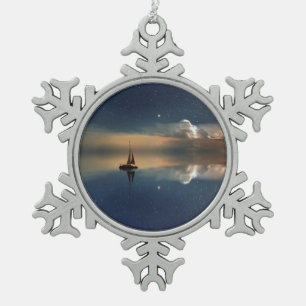 Auf dem Weg zu den Wolken Schneeflocken Zinn-Ornament