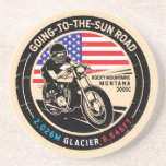 Auf dem Weg zum Montana Motorrad Getränkeuntersetzer<br><div class="desc">Die "Going-to-the-Sun Road" wurde in einem Vintagen,  Not leidenden Stil gebaut. Es ist eine landschaftliche Fahrt,  die in Montana und im Glacier Nationalpark zu finden ist.</div>