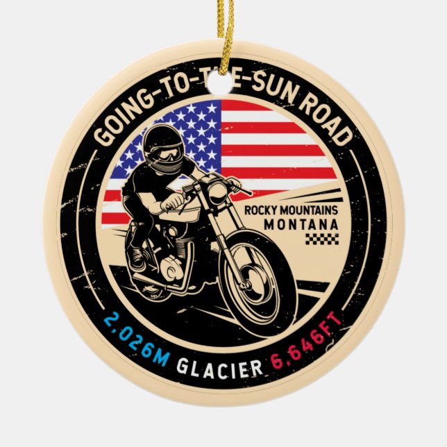 Auf dem Weg zum Montana Motorrad Keramik Ornament (Vorne)