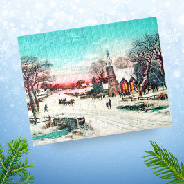 Auf dem Weg zur Kirche, Weihnachten Abend von J. H