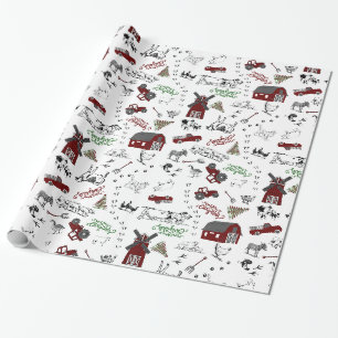 Auf dem Weihnachtswaschpapier für den Bauernhof Geschenkpapier