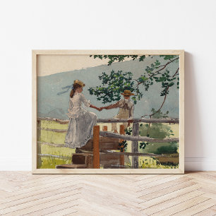 Auf dem Zauntritt Winslow Homer Poster