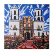 "Auf den Flügeln des Himmels, San Xavier" Tile