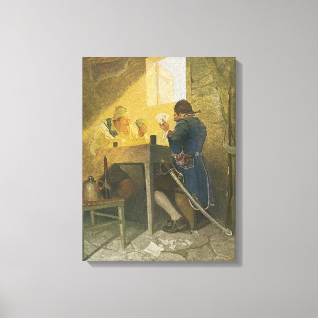 Auf den Karten in Cluny's Cage von NC Wyeth Leinwanddruck (Vorderseite)
