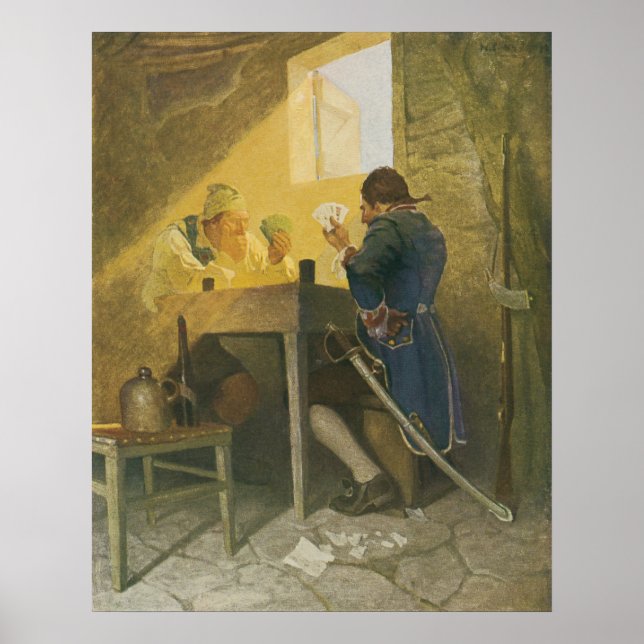 Auf den Karten in Cluny's Cage von NC Wyeth Poster (Vorne)