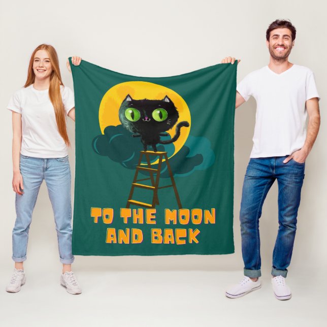 Auf den Mond und zurück Niedliches Schwarzes Hallo Fleecedecke (Beispiel)
