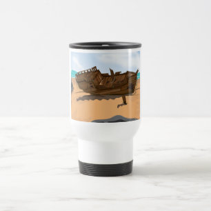 Auf den Strand gesetzter Schiffbruch Reisebecher