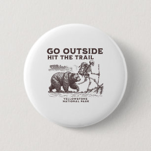 Auf den Trail wandern Yellowstone Nationalpark Wan Button