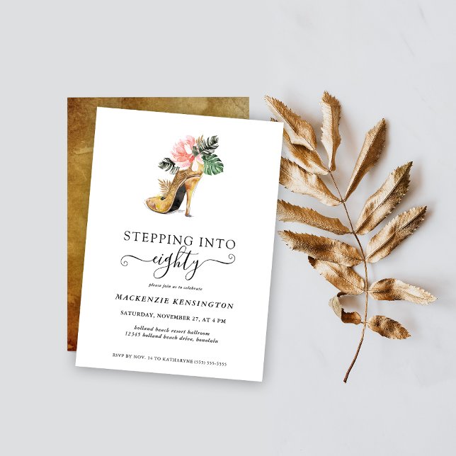 Auf den Weg zu 80 schicken Blumen Gold Heelse Gebu Einladung (Von Creator hochgeladen)