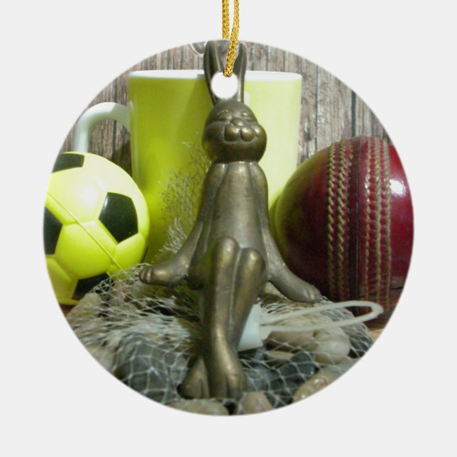 Auf der anderen Seite Pitch & Crease: Fußball-Cric Keramik Ornament (Vorne)