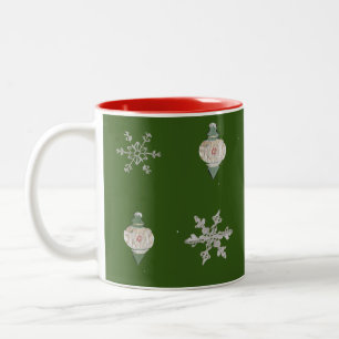 Auf der eisgrünen Schneeflocke Weihnachtsschmuck-T Zweifarbige Tasse