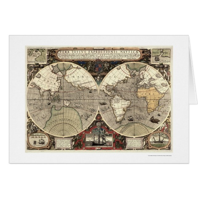 Auf der ganzen Welt Drake-Karte - 1595 (Vorderseite (Horizontal))