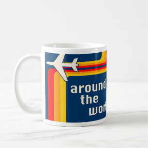 auf der ganzen Welt Retro Streifen des Flugzeuges Kaffeetasse