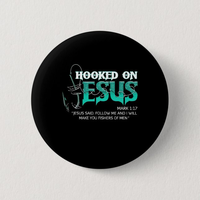 Auf der Jagd nach Jesus Funny Fishing Button (Vorderseite)