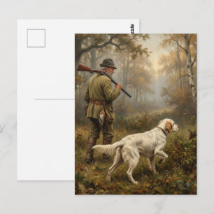 Auf der Jagd nach Waldschnepfen, English Setter Ja Postkarte