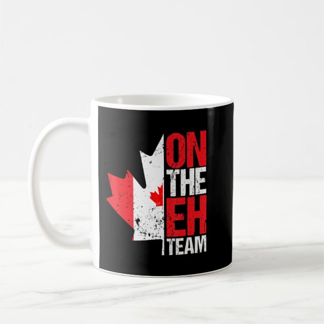 Auf der kanadischen Ahornflagge des Eh-Teams Kaffeetasse (Links)