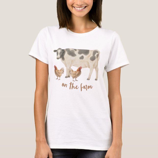 Auf der Landkuh und den Hühnern T-Shirt (Vorderseite)
