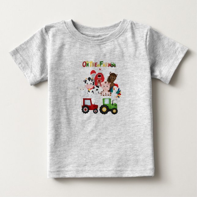 Auf der landwirtschaftlichen Barnyard-Farm Niedlic Baby T-shirt (Vorderseite)