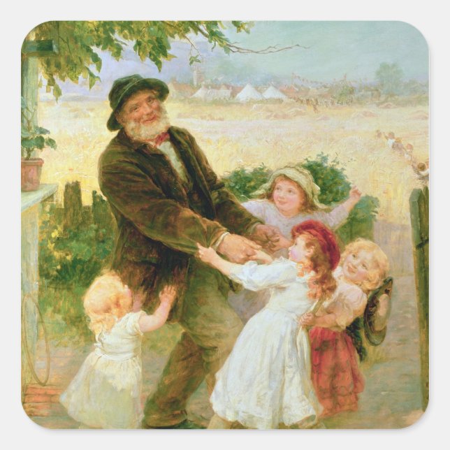 Auf der Messe Quadratischer Aufkleber (Vorderseite)