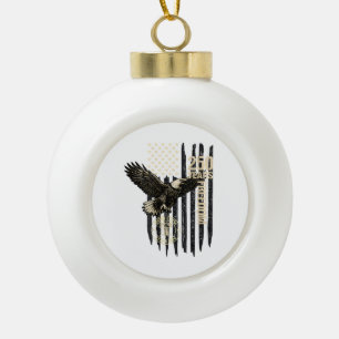 Auf der Rückseite Adler und Flagge 250 Jahre 1776- Keramik Kugel-Ornament