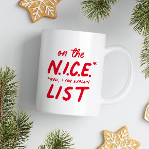Auf der schönen Liste lustige rote Weihnachten Kaffeetasse