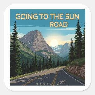 Auf der Sonnenstraße Montana Landschaft Quadratischer Aufkleber
