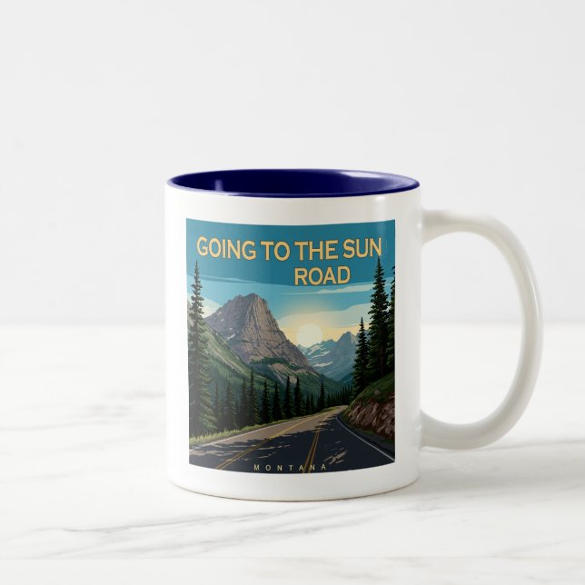 Auf der Sonnenstraße Montana Landschaft Zweifarbige Tasse (Rechts)
