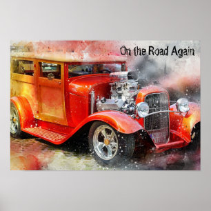 Auf der Straße wieder per Drag Car Poster