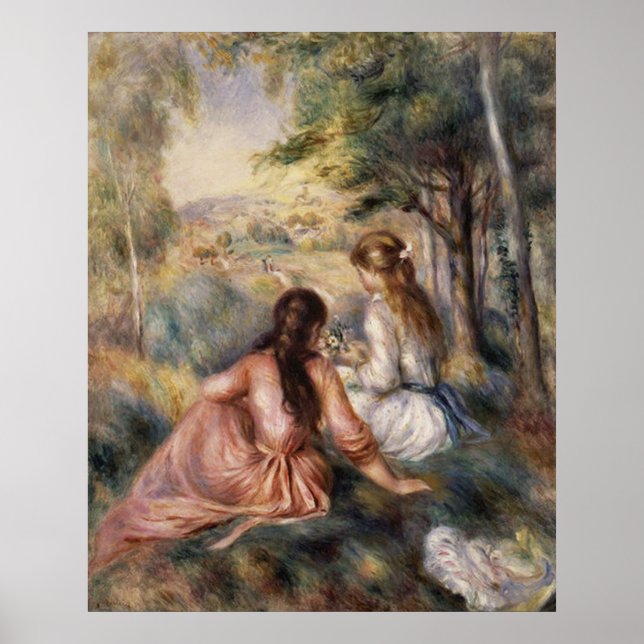 Auf der Wiese ~ Pierre-Auguste Renoir Poster (Vorne)