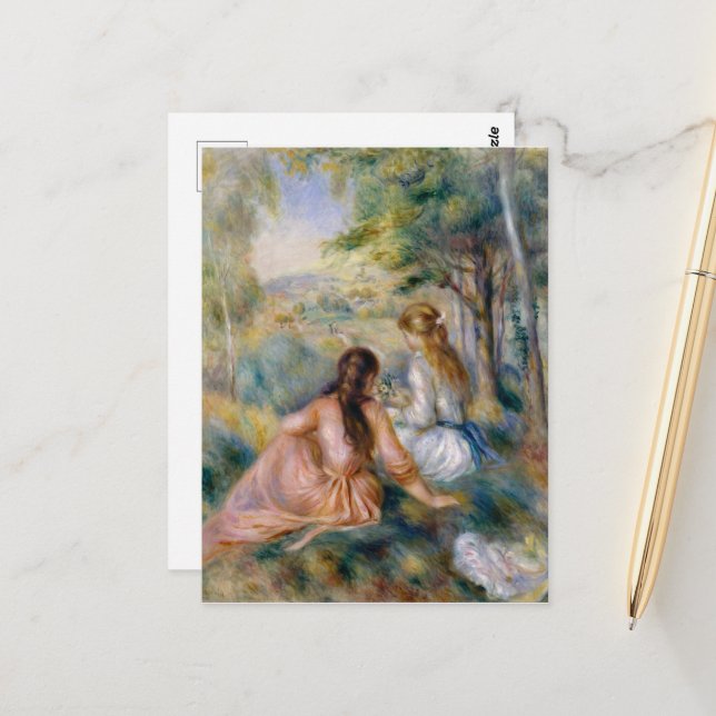 Auf der Wiese, Pierre-Auguste Renoir Postkarte (Vorderseite/Rückseite Beispiel)