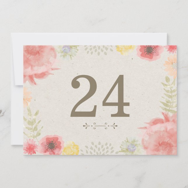 Auf der Wiese Sommer Hochzeiten Tischnummern (Vorderseite)