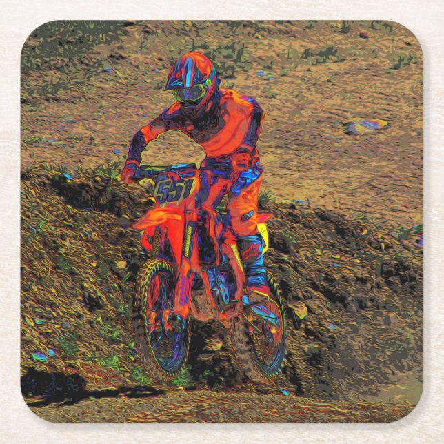Auf der Win-Motocross-Rennbahn Rechteckiger Pappuntersetzer (Vorderseite)