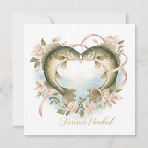 Auf dich angehaken Angel-Fischer-Hochzeit Aquarell Einladung