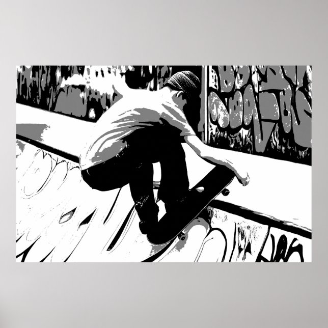 Auf die Rampe treffen - Skateboarder Poster (Vorne)